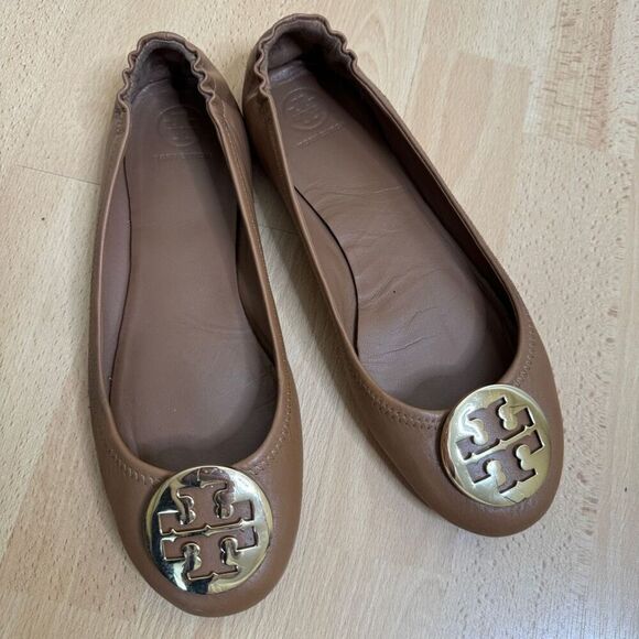 Tory Burch Shoes - Tory Burch Minnie Travel Ballet Women's 10M Royal Tan/Gold Leather